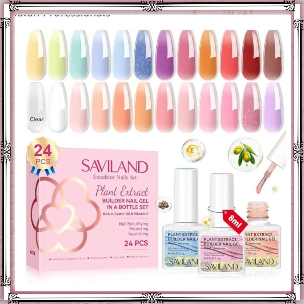 Saviland Plant Extract Builder Nail Gel Set 24 Pieces